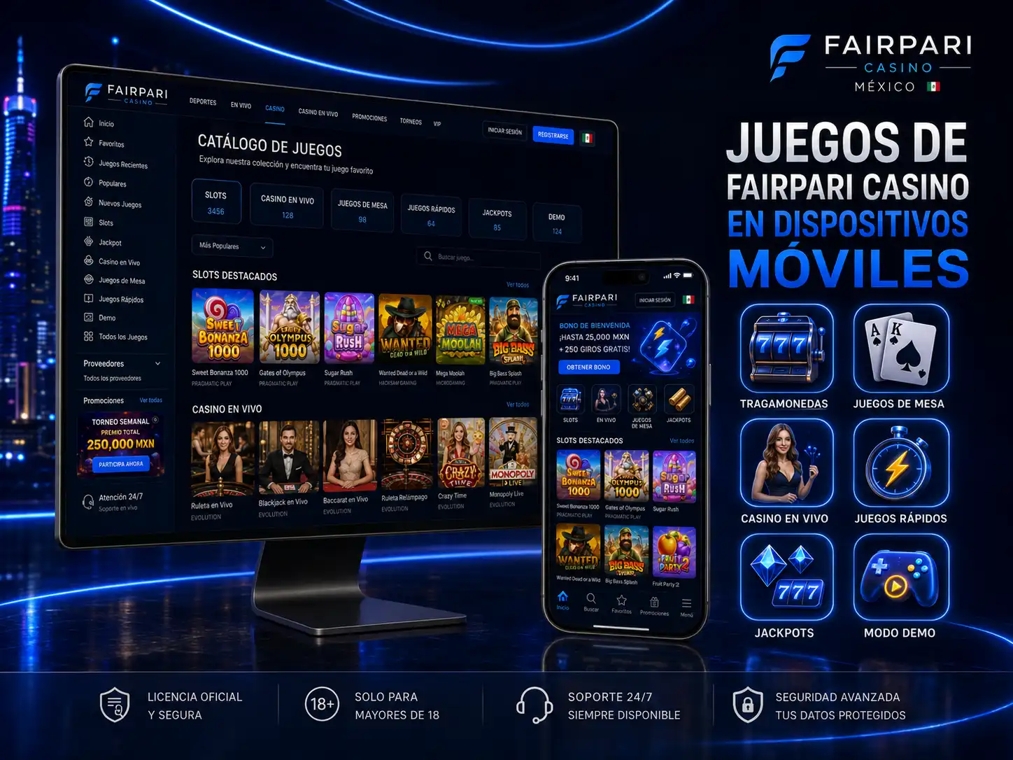 Juegos de Fairpari Casino en dispositivos móviles